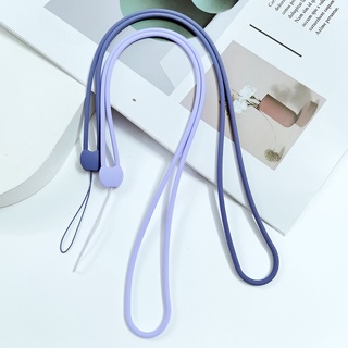 Dây Đeo Điện Thoại Di Động/Chìa Khóa Dài Co Giãn Bằng Silicon Màu Trơn Chống Mất