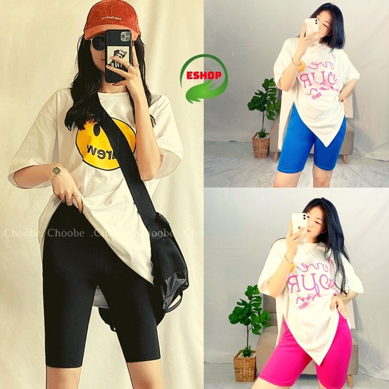 Quần Legging Nữ Lửng Thun Gân Cao Cấp Biker Đùi Ngố Cạp Cao Ôm Dáng Bigsize Có Túi Q29 ESHOP