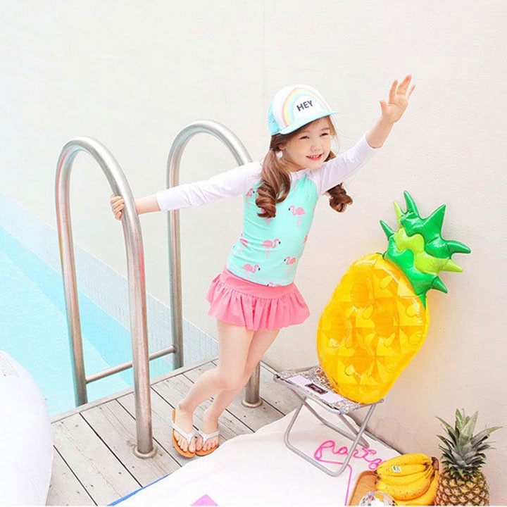 Đồ bơi trẻ em dài tay cho bé gái kèm váy ngắn SPORTY