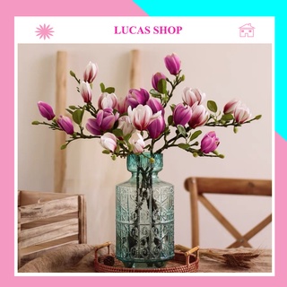 Hoa giả - Hoa Mộc Lan cành dài 65cm gồm 4 bông trang trí nhà cửa đẹp, sang trọng, thanh lịch
