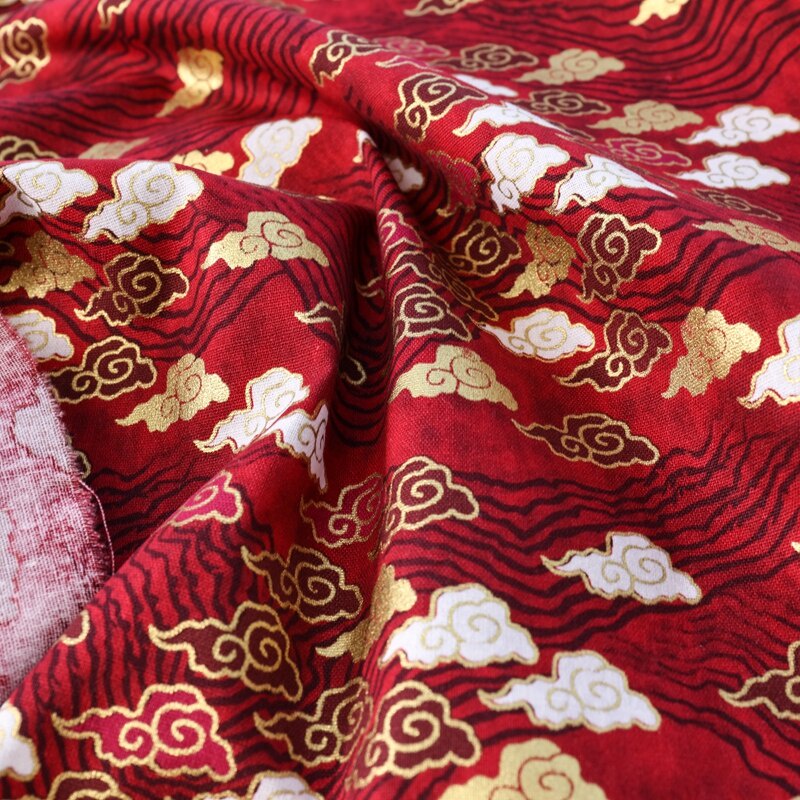 Vải cotton đỏ Burgundy nửa thước Nhật Bản và Giáng sinh in vải may DIY vải mỗi 0,5 mét TJ1023