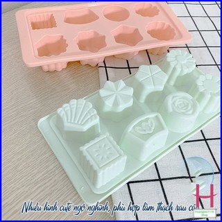 Khay đá, khuôn thạch 8 viên Việt Nhật nhựa dẻo làm thạch rau câu, chè khúc bạch, khay chia ăn dặm cho bé { H }