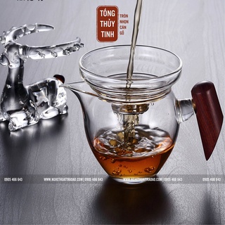 Tống thủy tinh cán gỗ chắc chắn dáng tròn trong suốt - dung tích 200ml