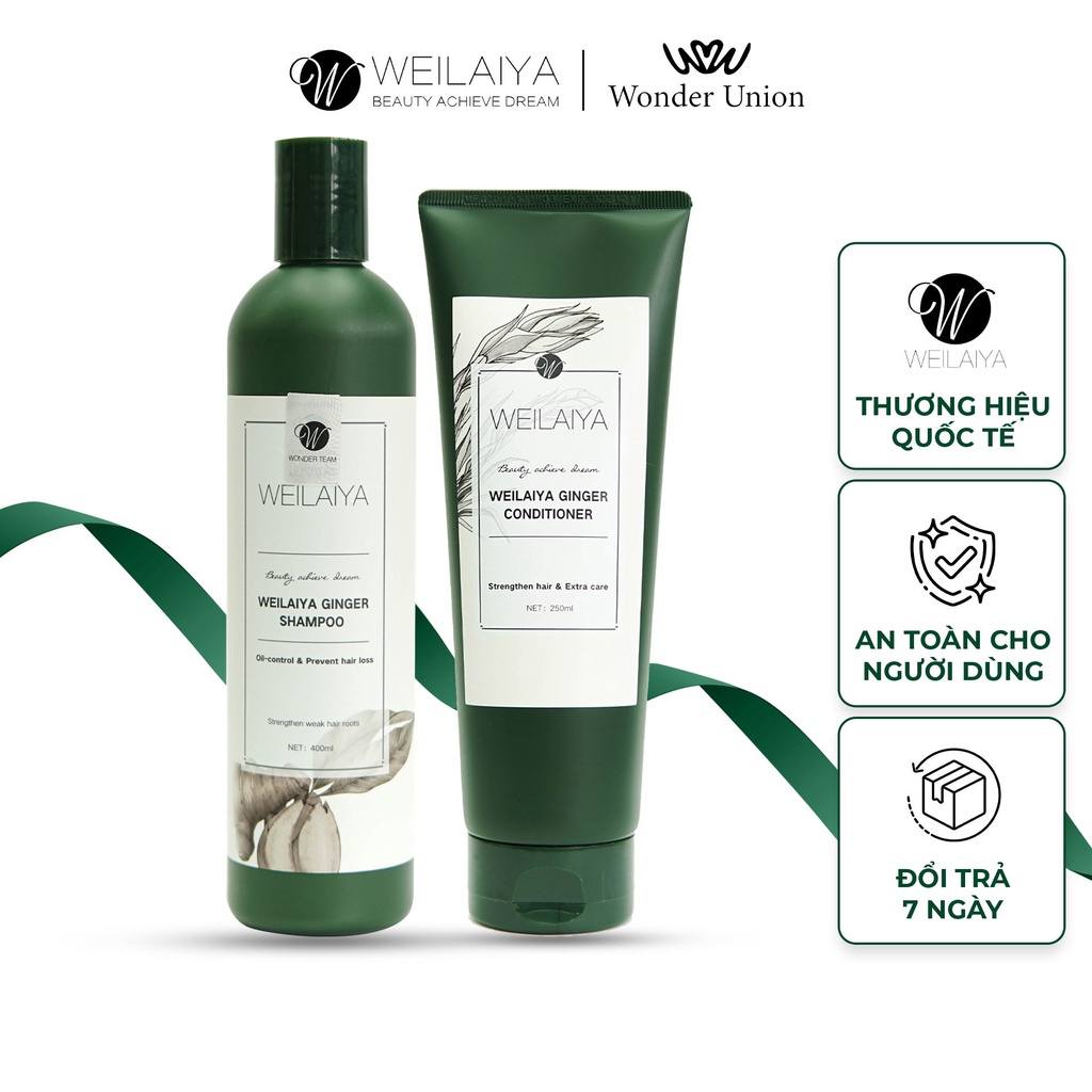 Ảnh Cặp dầu gội đầu và dầu xả tóc thảo dược Weilaiya gừng trắng giúp ngăn rụng và kích thích mọc tóc 2