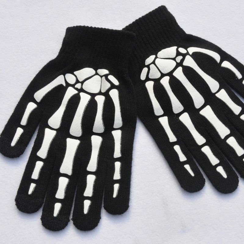 Unisex Adult Children Winter Cycling Full Fingered Gloves Halloween Horror Skull