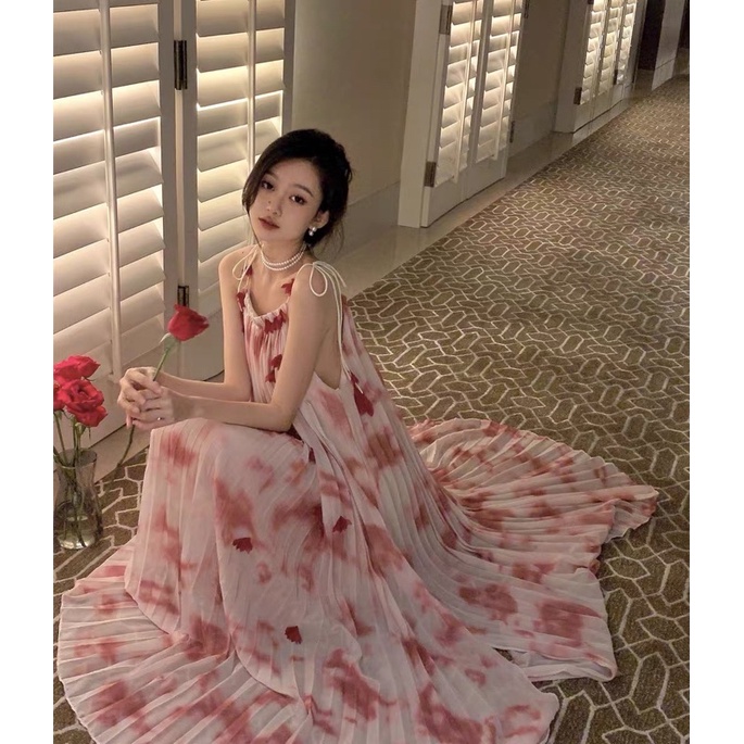 Đầm Đi Biển Maxi Loang Nhiều Màu
