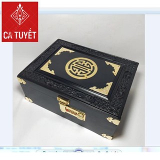 HỘP TRANG SỨC - HỘP ĐỰNG CON DẤU GỖ HƯƠNG CAO CẤP CHẠM MẶT KHÓA MÃ SỐ LOẠI 1 - ẢNH THẬT