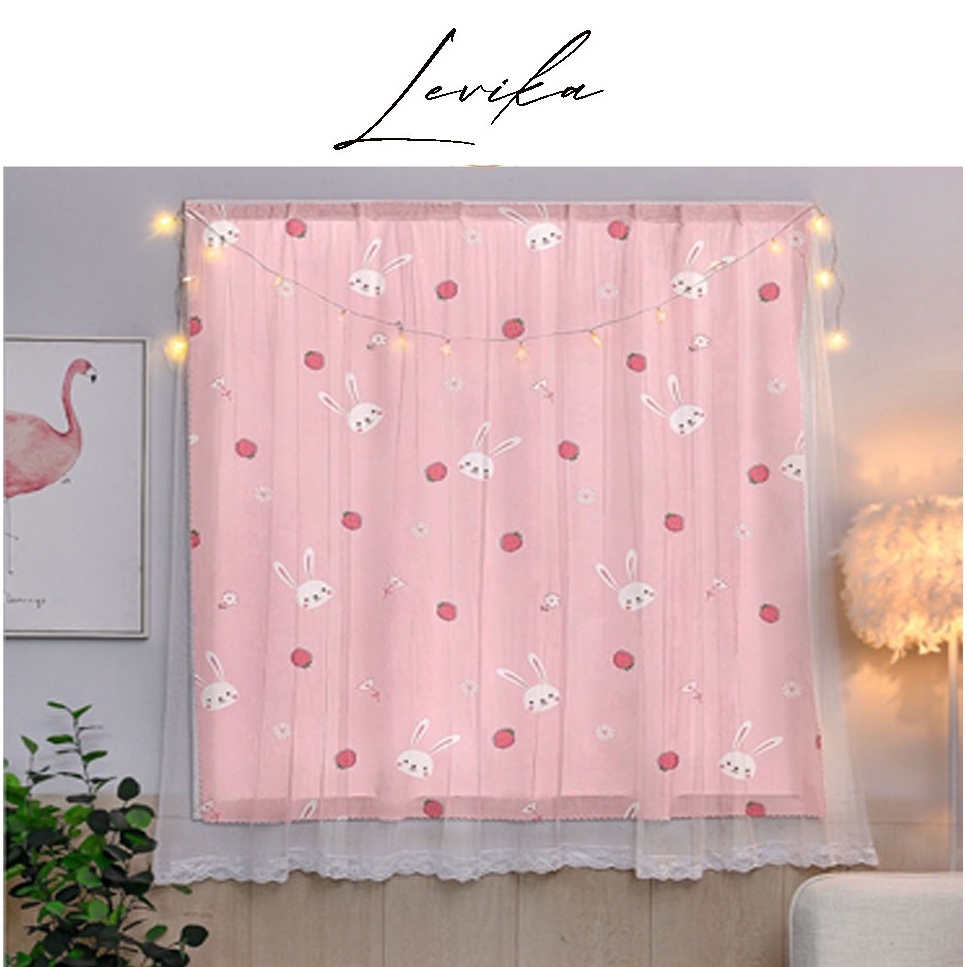 Ảnh Rèm cửa Levika hoạ tiết dễ thương, không khoan đục, may sẵn treo phòng ngủ không kèm thanh treo 3