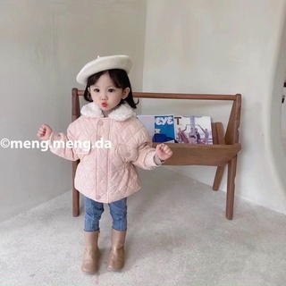 Áo khoác phao trần trám cổ lông bé gái, khoác phao bé gái, áo phao bé gái, áo khoác tiểu thư bé gái