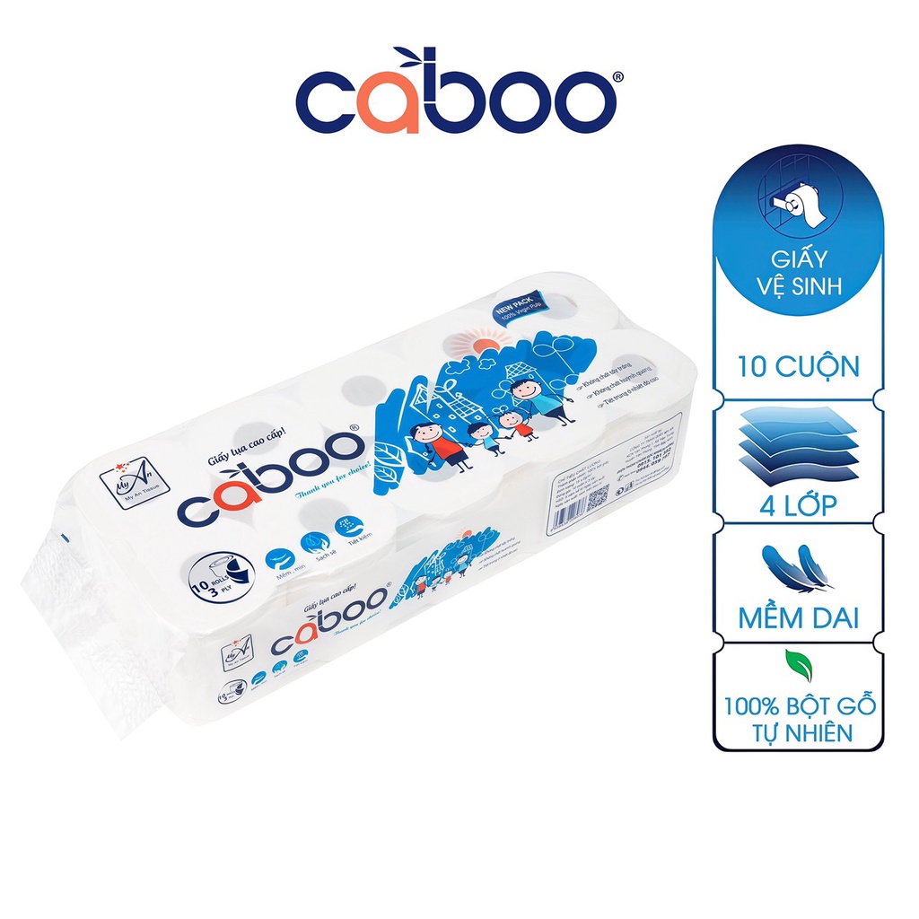 CaBoo giấy vệ sinh siêu dai 4 lớp - 10 cuộn - 1,1kg | Shopee Việt Nam