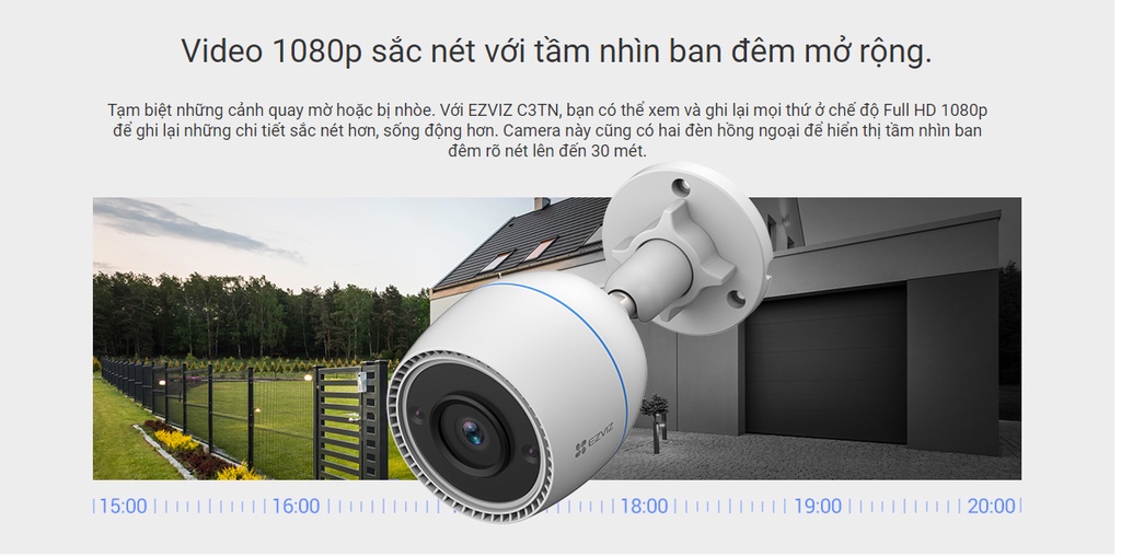 Mô tả camera ip wifi ngoài trời ezviz c3tn / h3c Full HD 1080p 2.0M có mic thu âm BH 2 năm - 2