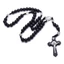 Dây chuyền chuỗi hạt mân côi đen mặt hình thánh giá chúa Jesus