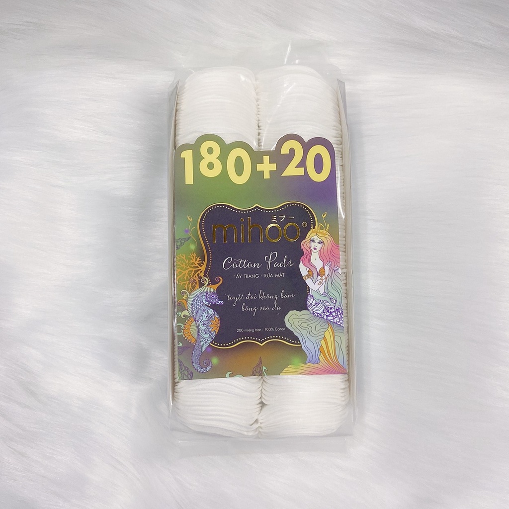 Ảnh Bông Tẩy Trang MIHOO 200 Miếng 100% Cotton 1