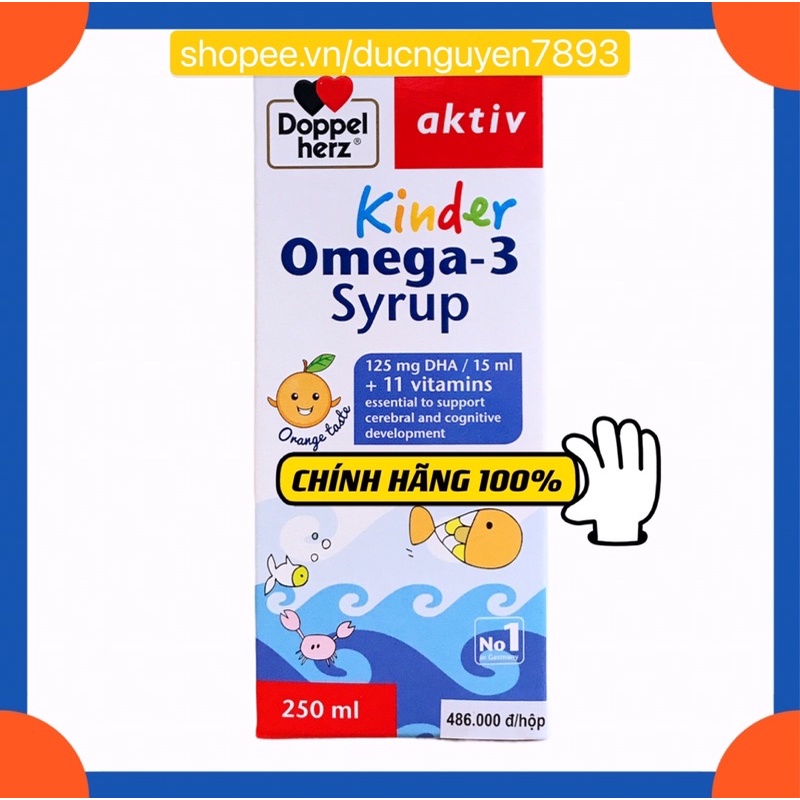 KINDER OMEGA3 SYRUP AKTIV DOPPEL HERZ BỔ SUNG OMEGA 3 CHO TRẺ 250ml