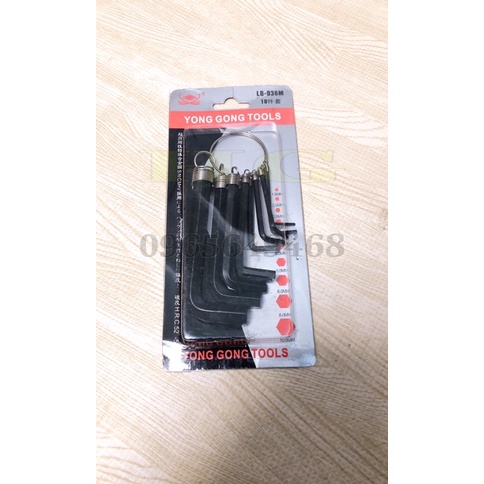 Bộ Lục Giác Cỡ Trung YONG GONG TOOLS 10 chi tiết (KÈM VIDEO)
