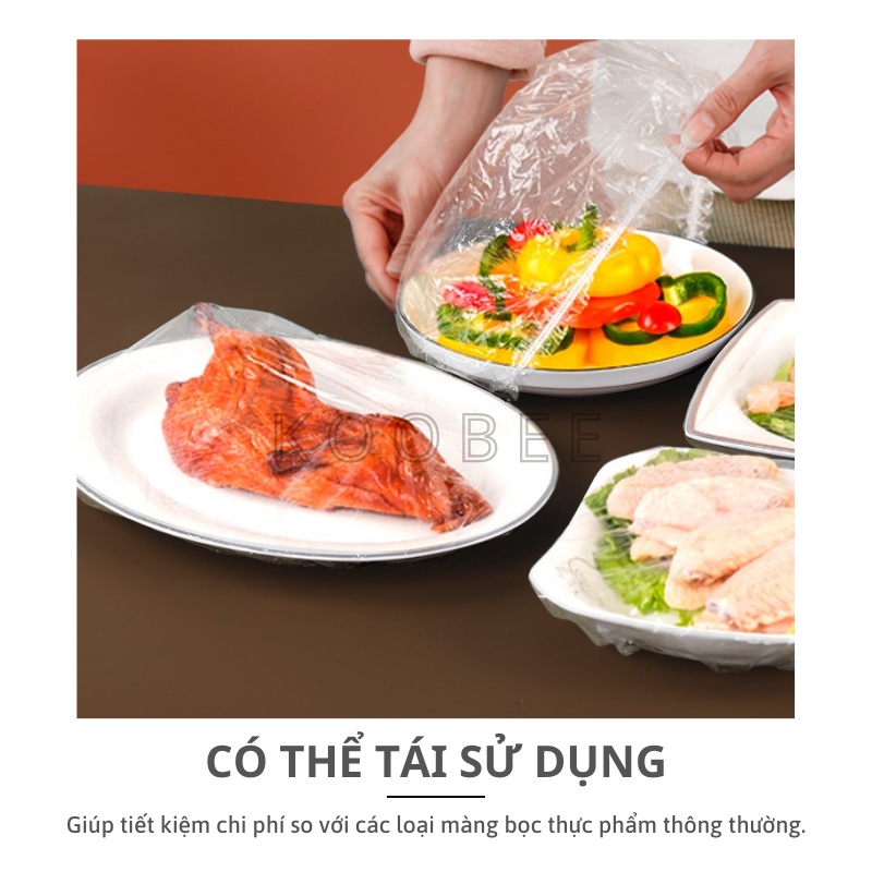 Màng Bọc Thực Phẩm Co Giãn KOOBEE – Túi Bọc Thức Ăn Có Chun, Bọc Bát Đĩa Hộp Thực Phẩm, An Toàn Tiện Lợi (NB11)