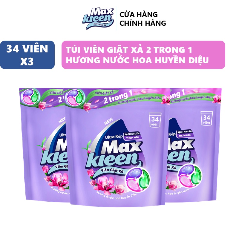 Ảnh Combo 3 Túi Viên Giặt Xả MaxKleen Hương Nước Hoa Huyền Diệu (34 Viên/Túi) 2