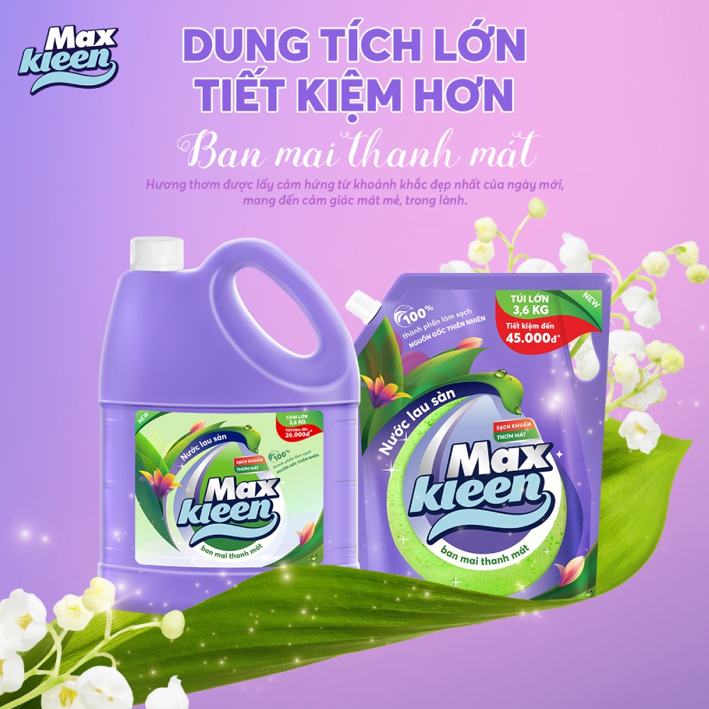 Ảnh Combo Chai Lau Sàn 3.6kg + Túi Lau Sàn 3.6kg MaxKleen Ban mai thanh mát 3