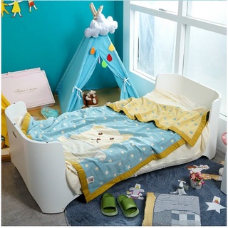 Chăn 4 lớp thêu hình 120*150cm, chăn đũi hè thu họa tiết siêu xinh