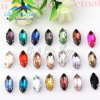 20 Viên Đá Đế Lá Me 6x12mm Hạt Pha Lê Đính kết Trang Phục, Làm Phụ Kiện Thời Trang