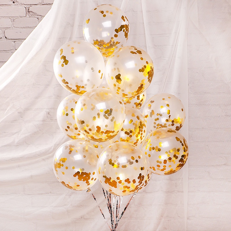 Set 5 bóng bay nhồi sequin kim tuyến tròn trang trí sinh nhật, trang trí phòng cưới - Kem Shop K86
