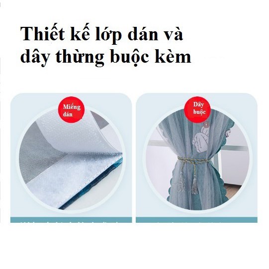 Ảnh Rèm cửa dán tường 2 lớp LEVIKA họa tiết dễ thương, không khoan đục, chắc chắn, giá rẻ 2