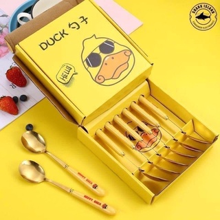 Hộp 6 thìa muỗng hình vịt vàng, Thìa hình vịt vàng cán dài