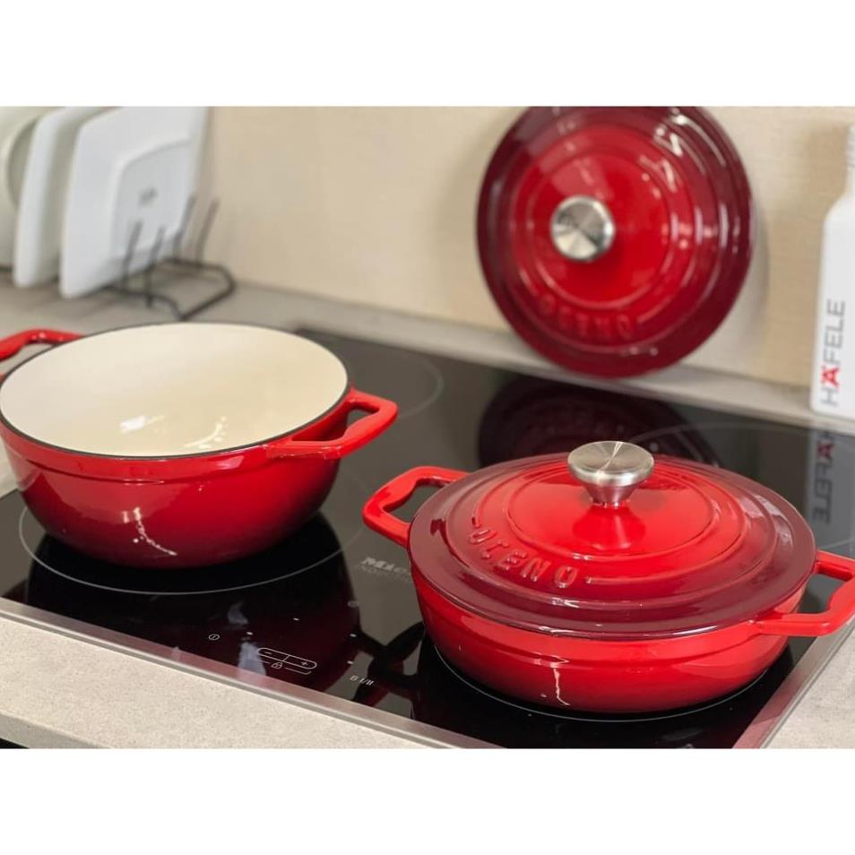 Nồi gang Oceno size 22cm phủ men gốm chống dính Bộ nồi chảo gang đúc cao  cấp đun được bếp từ | Shopee Việt Nam