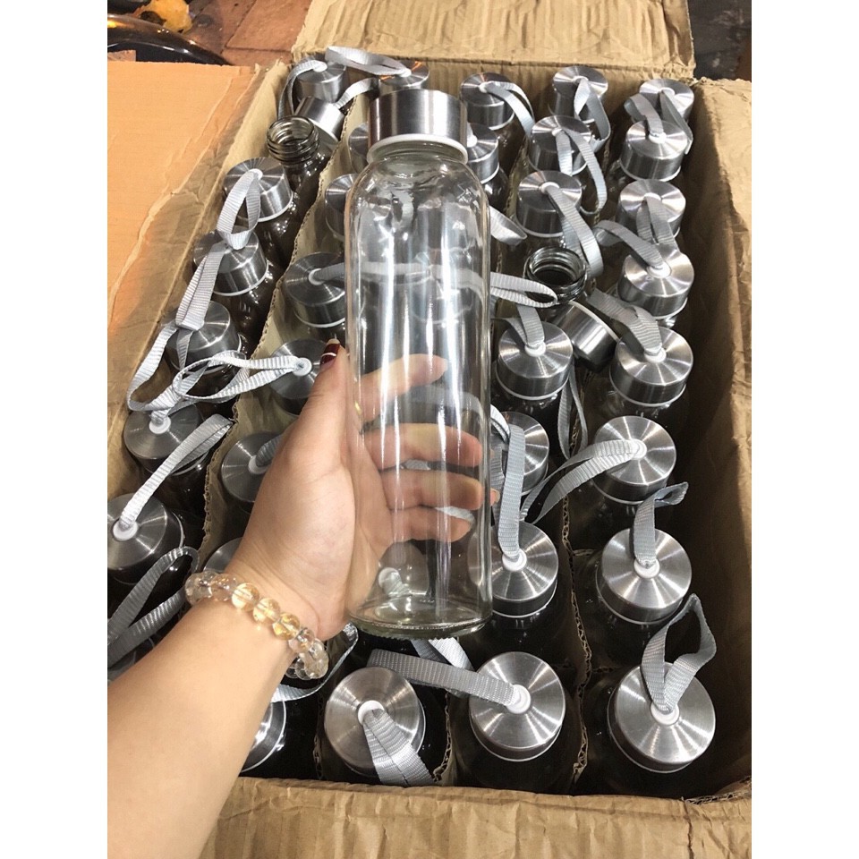 Set 20 Bình Detox Thủy Tinh 500ml - Chai Đựng Nước Thủy Tinh Có Quai Xách