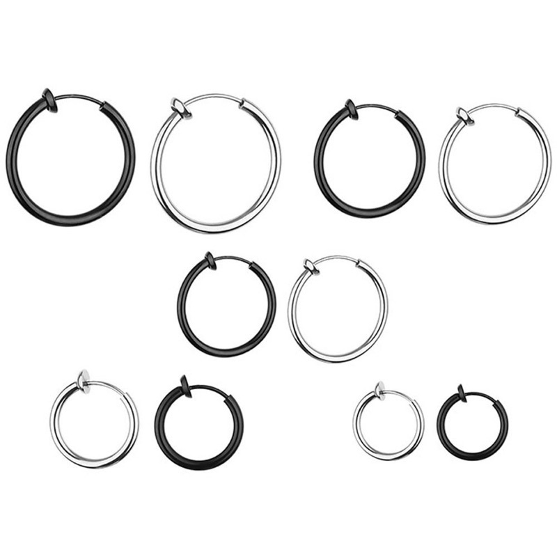 (MUA 2 TẶNG 1) Khuyên tai titan kẹp tròn không cần bấm lỗ tai không gỉ