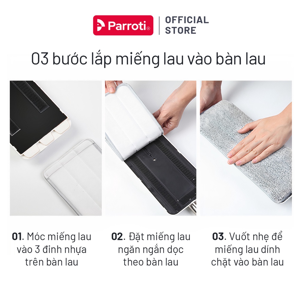 Ảnh Cây lau nhà thay thế - Kèm 1 miếng lau (Không Bao Gồm Thùng Vắt) - Parroti MOP-PX01 4