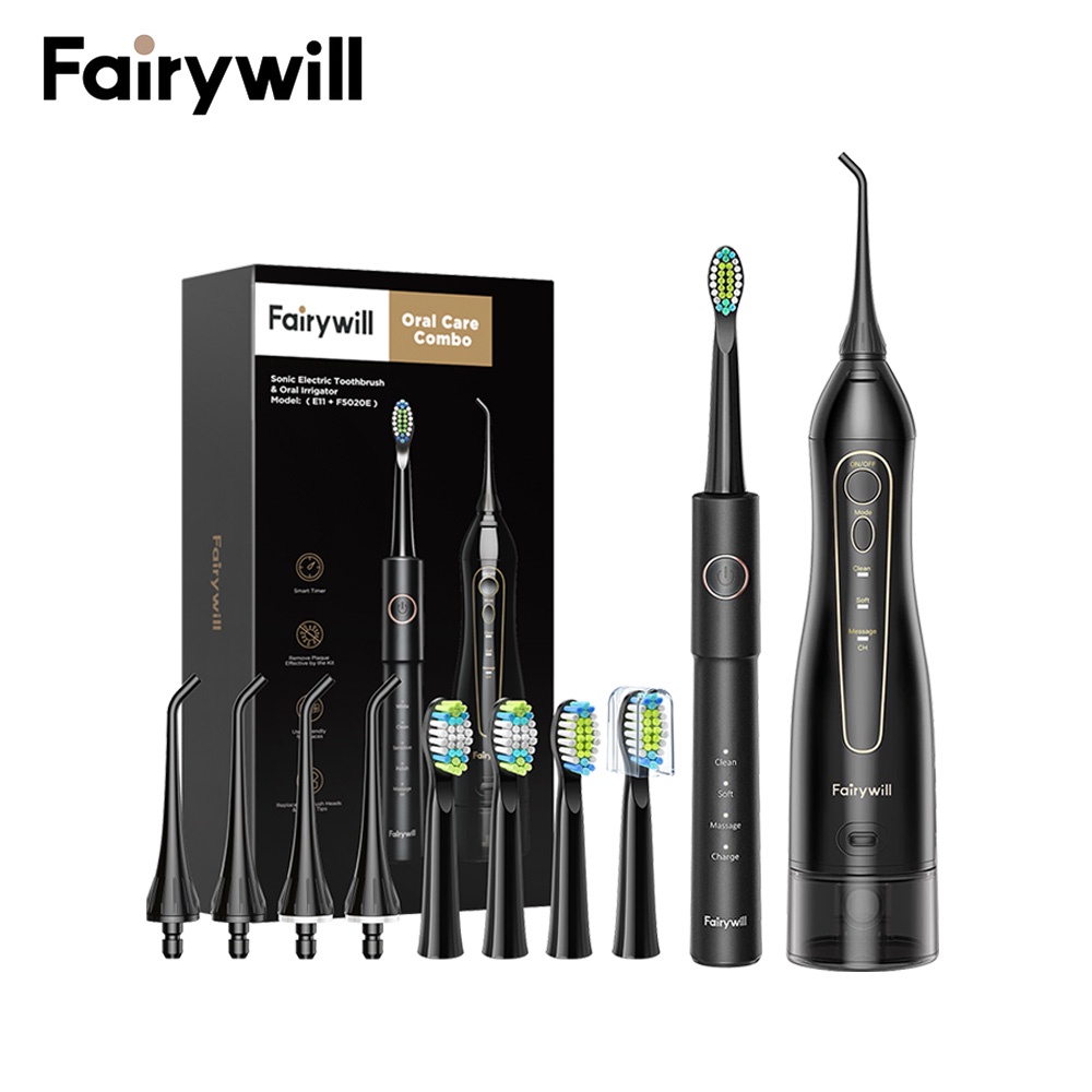 Ảnh Set bàn chải đánh răng điện và máy tăm nước Fairywill 5020E làm sạch răng miệng chuyên nghiệp 1