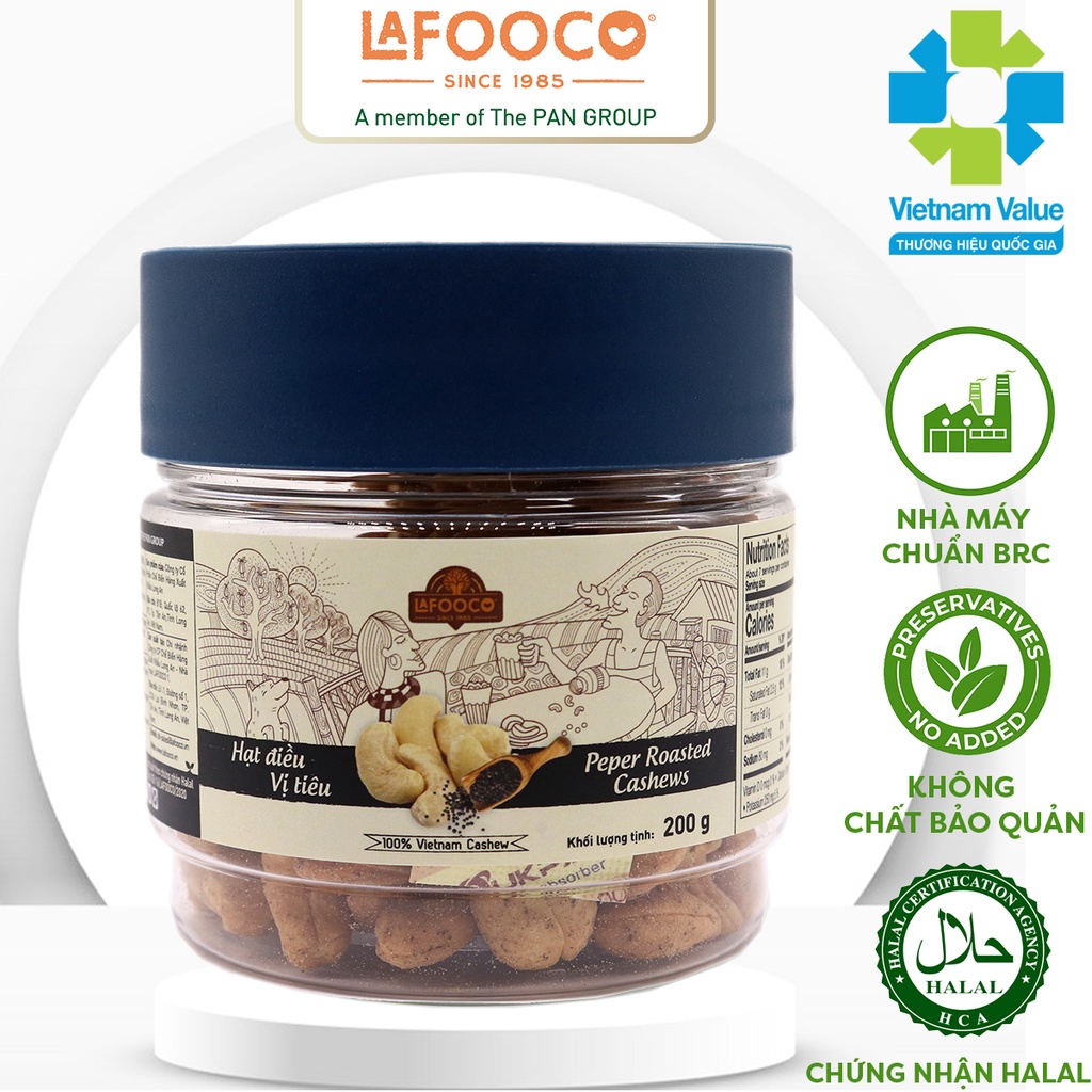 [Mã BMLTA35 giảm đến 35K đơn 99K] Hạt điều vị tiêu 200g LAFOOCO Pepper Roasted Cashew Nuts