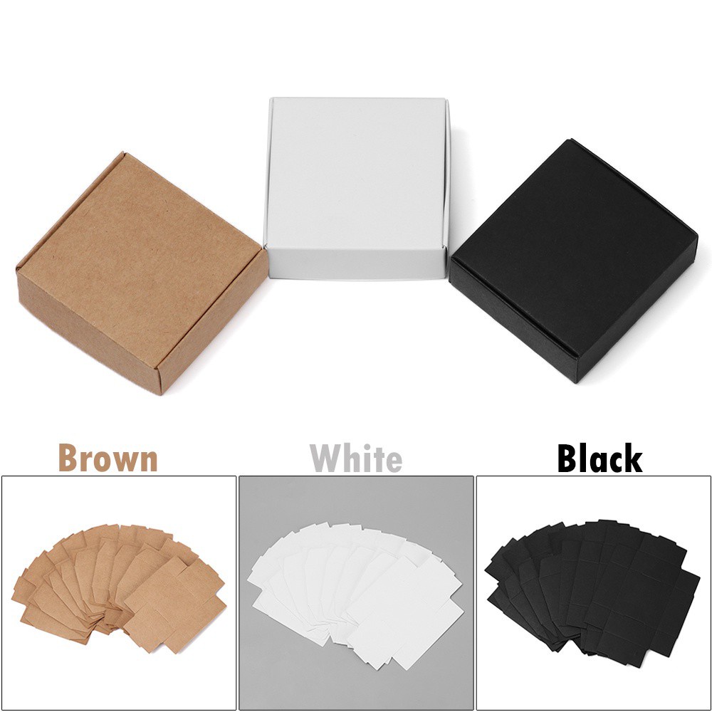 NHỎ 10 Chiếc 9sizes Đồ Dùng Dự Tiệc Hộp Giấy Kraft Trang Sức Gói Tông Gói Đám Cưới Nhỏ Sự Kiện Thủ Công Handmade Kẹo Lưu Trữ / Nhiều Màu