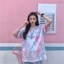 YB1 Mùa Hè Thời Trang Áo Thun Nữ Tay Ngắn Hàn Quốc Cec Rời Hoang Dã Cà Vạt-Dye Áo Nhiều Màu Cổ Tròn Oversize Tee B
