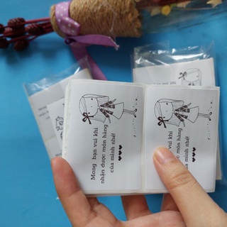 Set 100 tem cám ơn khách hàng hình cô gái, có sẵn keo kích thước 7x5cm