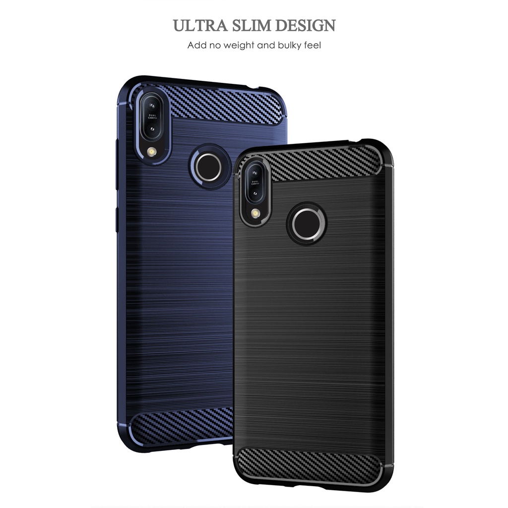 Sọc chải sợi Carbon ASUS Zenfone Max M2 ZB633KL X01AD Vỏ điện thoại tpu silicon mềm Vỏ bảo vệ chống sốc