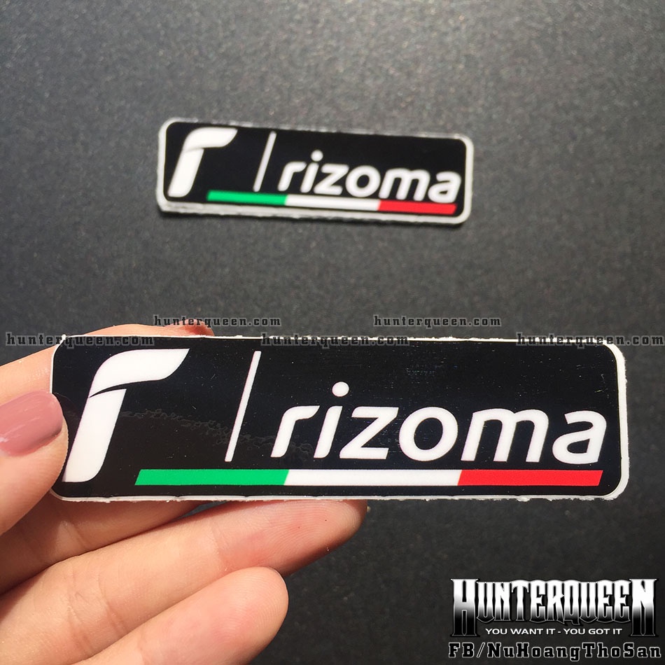 Logo Rizoma cờ Ý [9x2.5cm]. Decal sticker hình dán xe máy chống nước, không bay màu