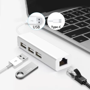 Changzhi®Di Động USB/Type-C 3 USB2.0 Hub Chia Cổng RJ45 Cạc Mạng Lan Bộ Chuyển Đổi Ethernet