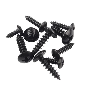 Ốc vít tự khoan thép carbon đen đầu dù/đầu dẹp, đầu nấm, M3/M3.5/M4/M5/M6【XZM-2B】