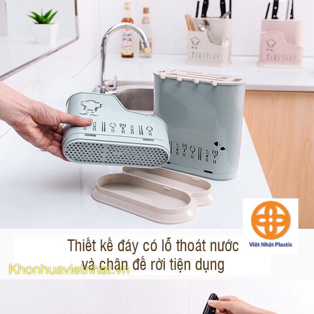 Ống đựng đũa thìa đa năng nhựa Việt Nhật kèm khay cắm dao kéo (MS 2776) (giá sỉ)