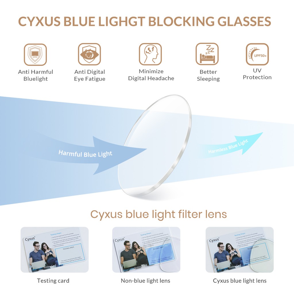 Cyxus Kính Chống Ánh Sáng Xanh Cho Máy Tính Gọng TR90 Giảm Mỏi Mắt Bảo Vệ Mắt Khỏi Tia UV Cho Nam Nữ 8169