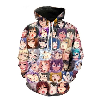 Áo khoác nam nữ mặt anime 3D ahegao cho cosplay