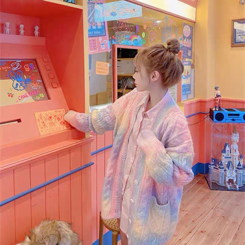 Áo khoác len cardigan dài tay màu cầu vồng Rainbow phong cách ulzzang SAM SAM BOUTIQUE | BigBuy360 - bigbuy360.vn