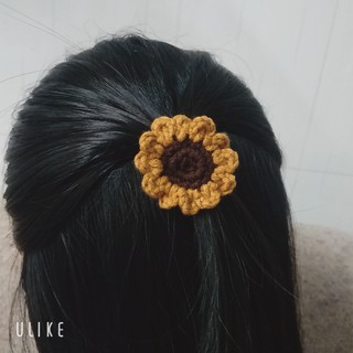 Dây buộc tóc hoa hướng dương cho nữ và bé gái 4cm |Đồ cột tóc len xinh Hàn Quốc |Shop Rô Handmade
