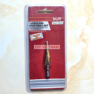 Mũi khoan tháp rãnh xoắn NUR chất liệu titanium các cỡ từ 4-12, 4-20, 4-32mm chuyên dụng khoan sắt , tôn