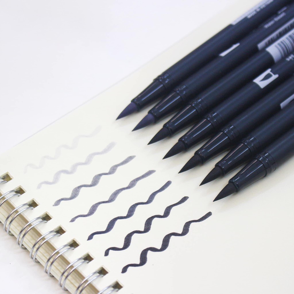 Tone Xám đen trắng - Bút cọ 2 đầu Tombow Dual Brush Pen ABT