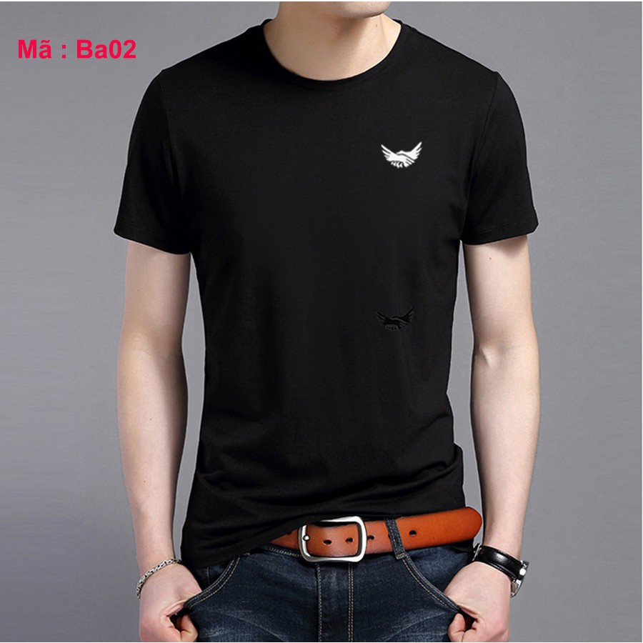 [hot] Áo thun nam cổ tròn màu đen made in bahada