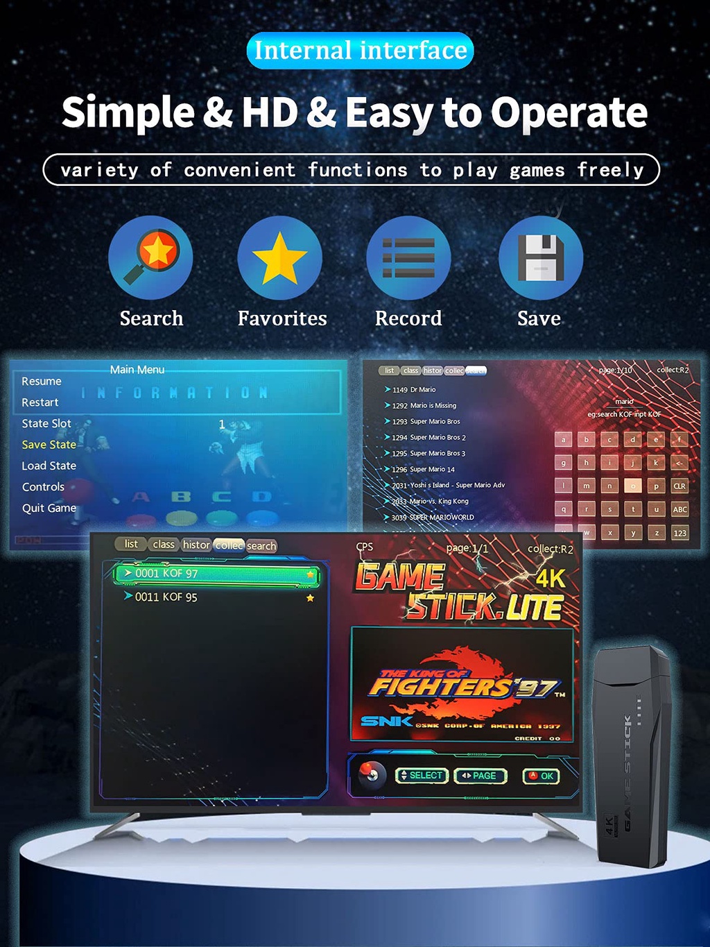M8 Game Stick Lite 4K Tích Hợp 10000 / 20000 Trò Chơi Retro Tay Cầm ...