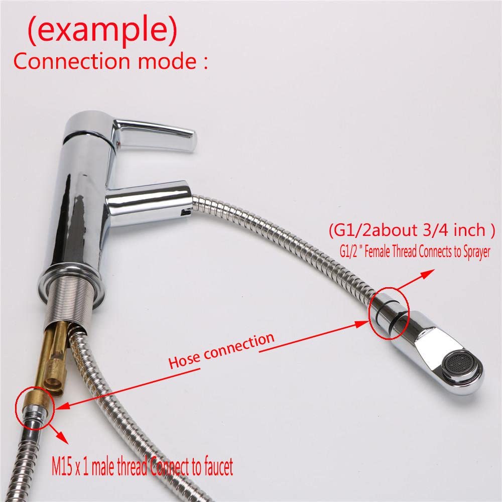 Đen / Xám Dây Nylon Vòi Bếp Kéo Ra Vòi Vòi Màu Xám Nylon Kéo Ống Ống Bồn Rửa Nhà Bếp Bồn Rửa Chậu Rửa Đầu Nối